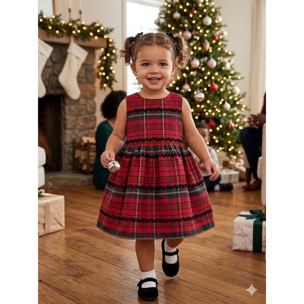 NEW Pippa & Julie Girls Cynthia Red Plaid Ruffle Holiday Dress Size 2 Flutter